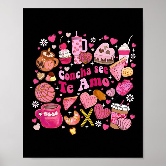 Concha Sie Te Amo Mexikanischer Valentinstag Cafec Poster (Vorne)