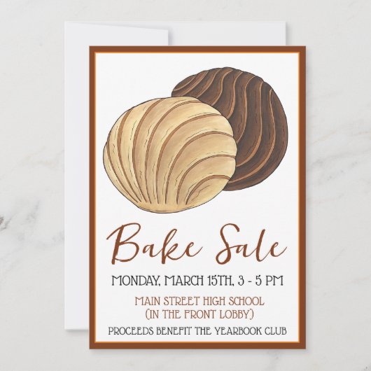 Conchas mexikanische Konditorei Bake Sale Einladung (Vorderseite)