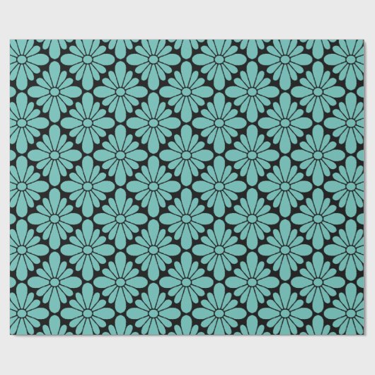 Concho Blume Pattern Aqua Geschenkpapier (Flach)