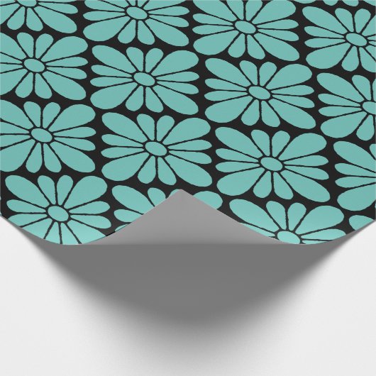 Concho Blume Pattern Aqua Geschenkpapier (Ecke)