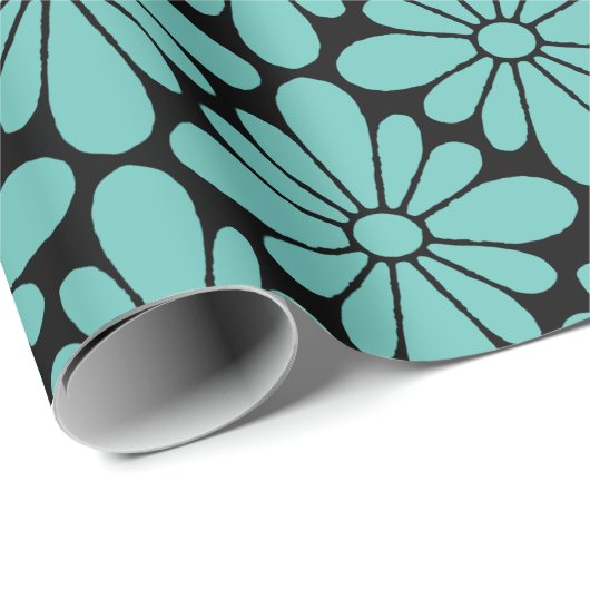 Concho Blume Pattern Aqua Geschenkpapier (Rolleneckpunkt)