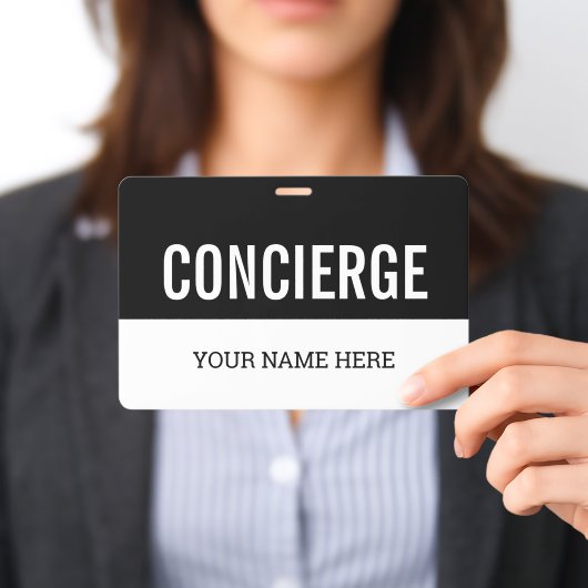 Concierge-Namensschild mit Kordel oder Clip Ausweis (Präsentiert)