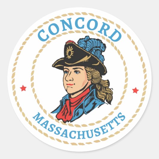 Concord Massachusetts Colonial Runder Aufkleber (Vorderseite)