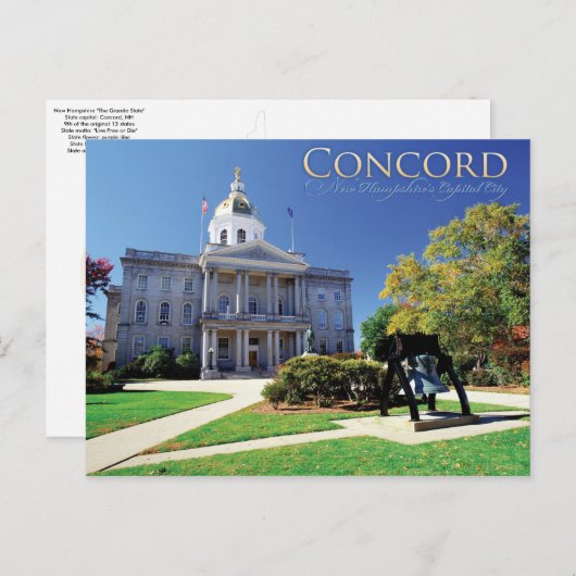 Concord New Hampshire Postkarte (Vorne/Hinten)