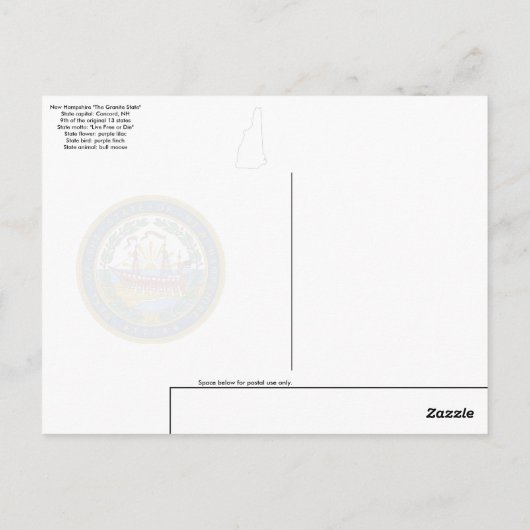 Concord New Hampshire Postkarte (Rückseite)