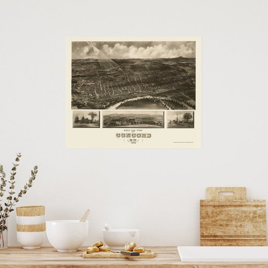 Concord, NH Panoramic Map - 1899 Poster (Küche)