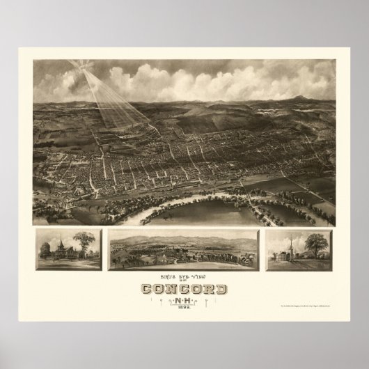 Concord, NH Panoramic Map - 1899 Poster (Vorne)