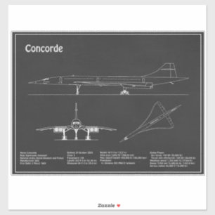 Concorde - Flugzeugkonzept Zeichnend Pläne PD Aufkleber