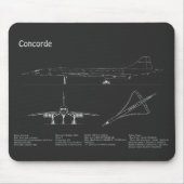 Concorde - Flugzeugkonzept Zeichnend Pläne PD Mousepad (Vorne)