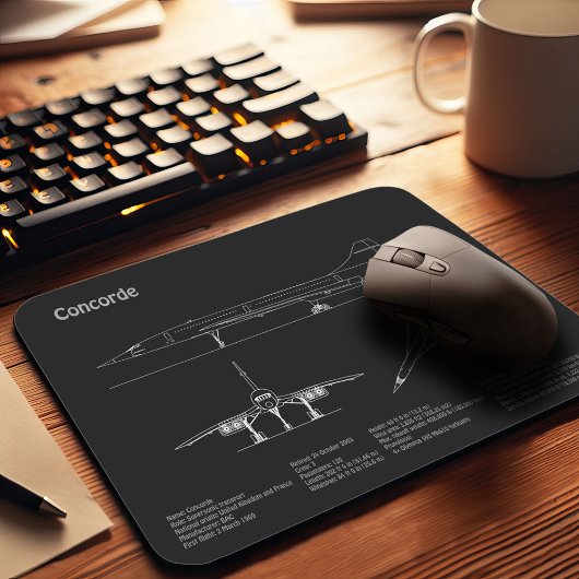 Concorde - Flugzeugkonzept Zeichnend Pläne PD Mousepad