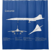 Concorde - Flugzeugkonzeption Zeichnend Pläne ABD Duschvorhang (Vorderseite)