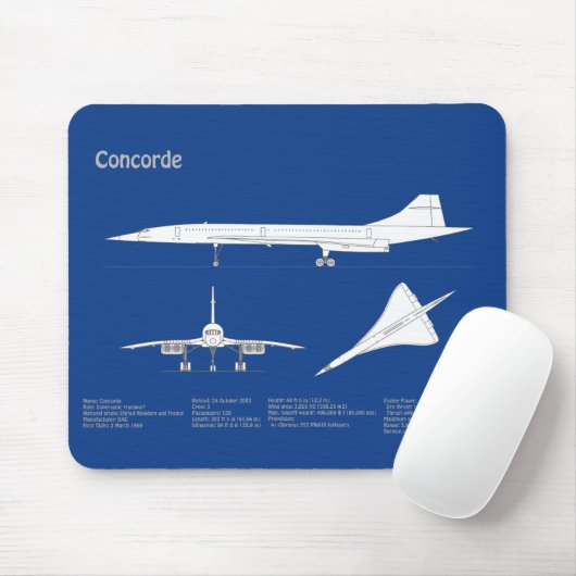 Concorde - Flugzeugkonzeption Zeichnend Pläne ABD Mousepad (Mit Mouse)