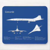 Concorde - Flugzeugkonzeption Zeichnend Pläne ABD Mousepad (Vorne)