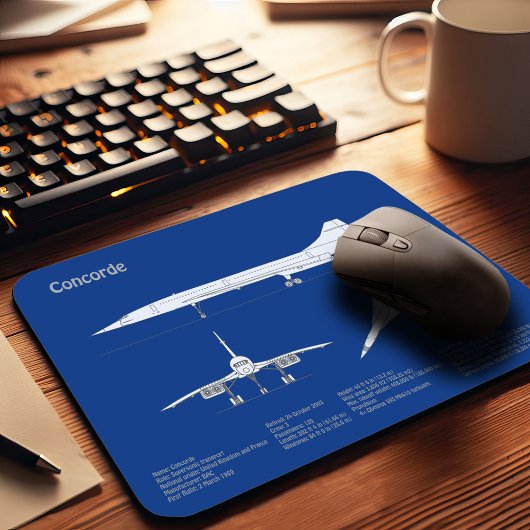 Concorde - Flugzeugkonzeption Zeichnend Pläne ABD Mousepad