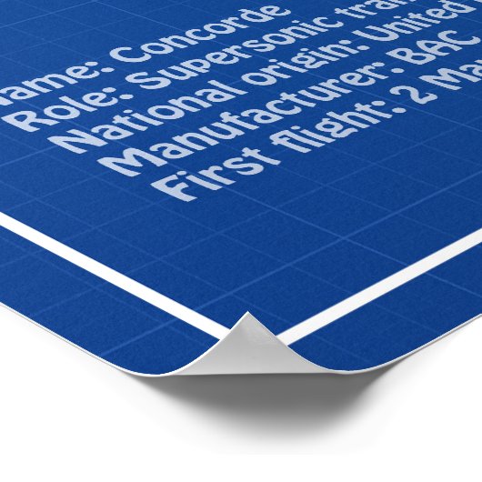 Concorde - Flugzeugkonzeption Zeichnend Pläne ABD Poster (Ecke)