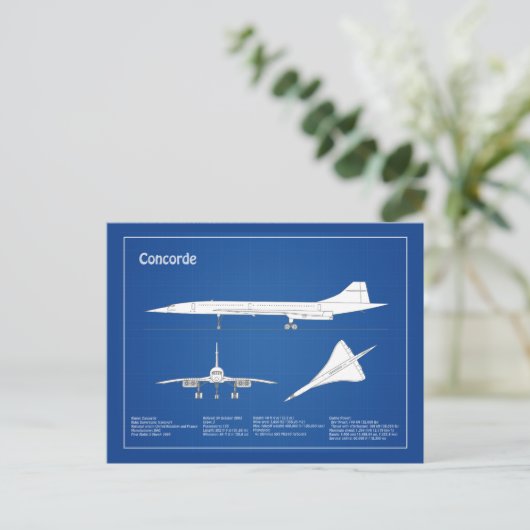 Concorde - Flugzeugkonzeption Zeichnend Pläne ABD Postkarte (Stehend Vorderseite)