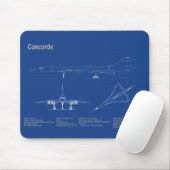 Concorde - Flugzeugkonzeption Zeichnend Pläne AD Mousepad (Mit Mouse)