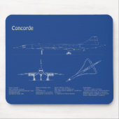 Concorde - Flugzeugkonzeption Zeichnend Pläne AD Mousepad (Vorne)