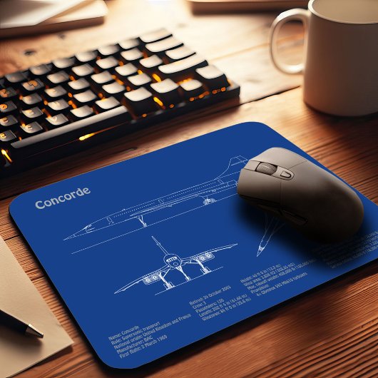 Concorde - Flugzeugkonzeption Zeichnend Pläne AD Mousepad