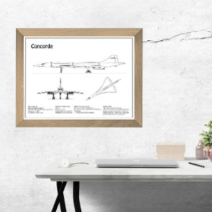 Concorde - Flugzeugkonzeption Zeichnend Pläne BD Fotodruck