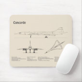 Concorde - Flugzeugkonzeption Zeichnend Pläne SD Mousepad (Mit Mouse)