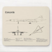 Concorde - Flugzeugkonzeption Zeichnend Pläne SD Mousepad (Vorne)