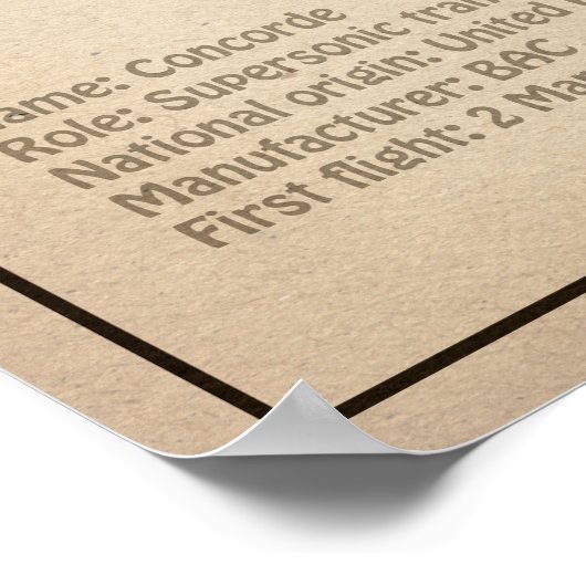 Concorde - Flugzeugkonzeption Zeichnend Pläne SD Poster (Ecke)