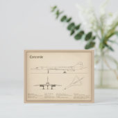 Concorde - Flugzeugkonzeption Zeichnend Pläne SD Postkarte (Stehend Vorderseite)