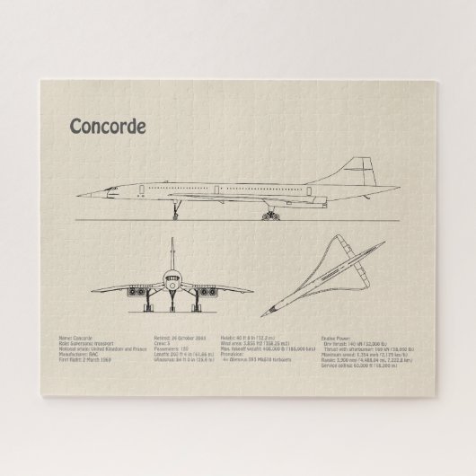 Concorde - Flugzeugkonzeption Zeichnend Pläne SD Puzzle (Horizontal)