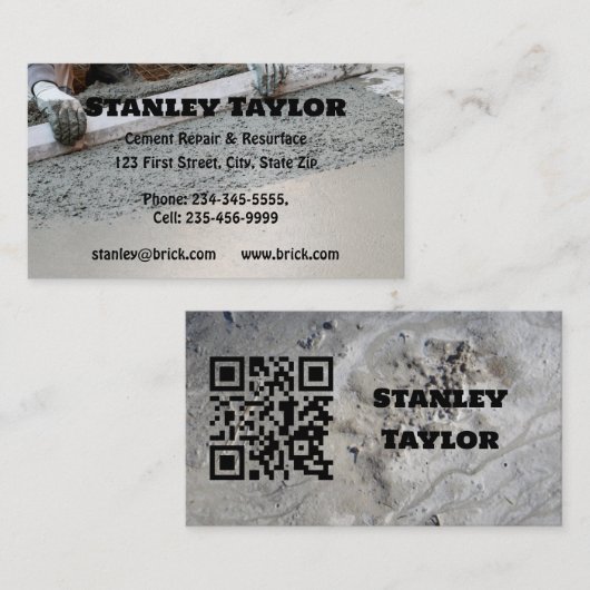 Concrete & Cement Solutions Custom QR Code Visitenkarte (Vorne/Hinten)