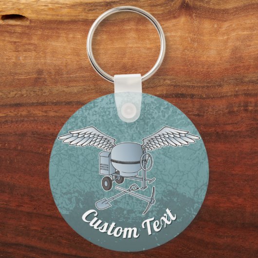Concrete mixer blue-gray keychain schlüsselanhänger (Vorderseite)