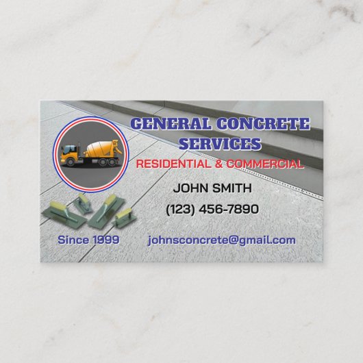 Concrete Service Business Card Visitenkarte (Vorderseite)