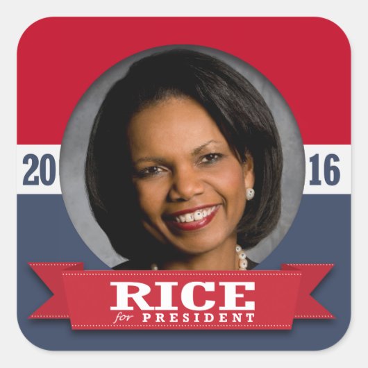 CONDI RICE 2016 QUADRATISCHER AUFKLEBER (Vorderseite)