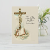 Condolence Beileid Danke, katholische Crucifix Dankeskarte (Stehend Vorderseite)