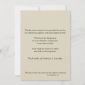 Condolence Beileid Danke, katholische Crucifix Dankeskarte (Rückseite)