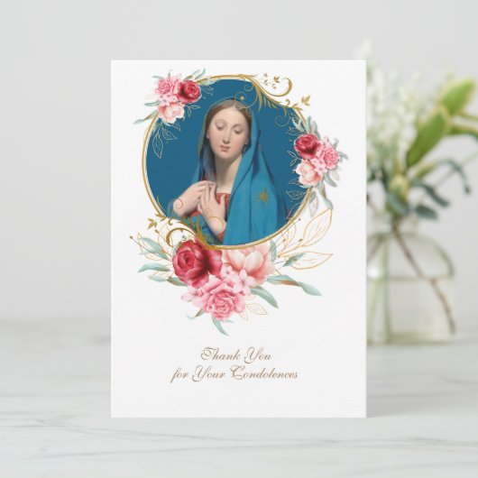 Condolence Beileid Vielen Dank Katholische Maria Dankeskarte (Stehend Vorderseite)