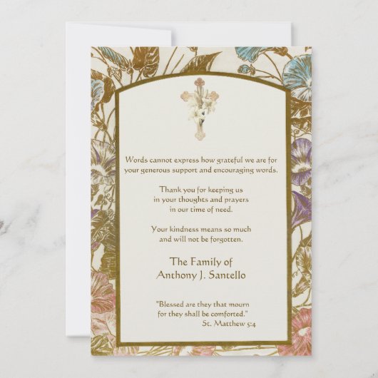 Condolence Beileid Vielen Dank Katholische Maria Dankeskarte (Rückseite)