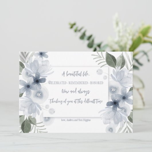 Condolence Floral Card Einladung (Stehend Vorderseite)