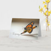 Condolence Monarch Butterfly On a Pencil Karte (Gelbe Blume)