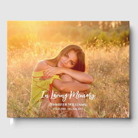 Condolence Personalisiert Foto Moderne Kalligraphi Gästebuch (Vorderseite)