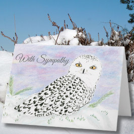 Condolence Snowy Owl im Winter Sonnenuntergang Far Karte