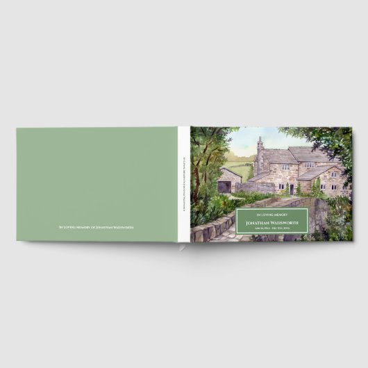 Condolence Stone Bridge Bauernhof Wasserfarbe Gästebuch (Voll)