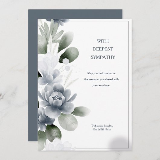 Condolence Watercolor Floral Sympathy Card Einladung (Vorne/Hinten)