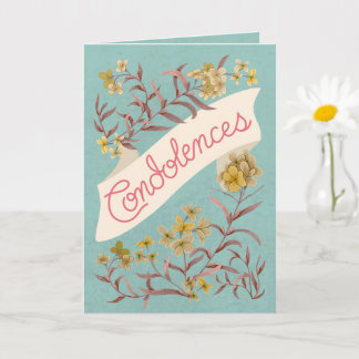 Condolences Aqua Soft Pastel Floral Banner Card Karte