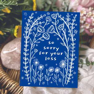 CONDOLENCES floral whimsical Sketch Doodle Sorry Postkarte