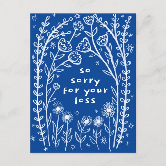 CONDOLENCES floral whimsical Sketch Doodle Sorry Postkarte (Vorderseite)