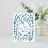 CONDOLENCES floral whimsical Sketch Doodle Sorry Postkarte (Stehend Vorderseite)