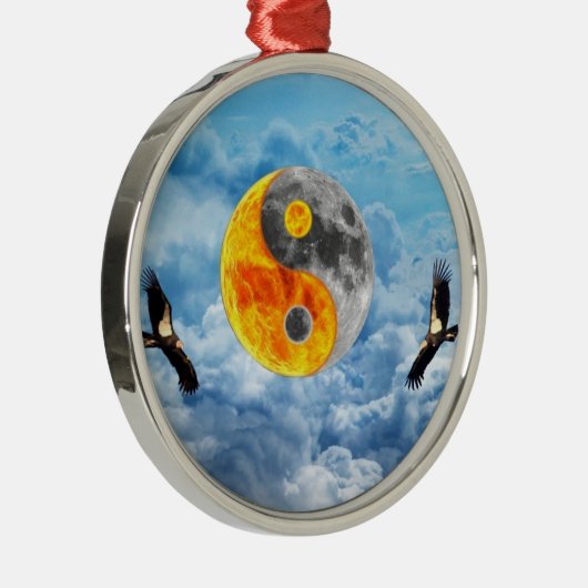 Condor-Liebe Silbernes Ornament (Rechts)