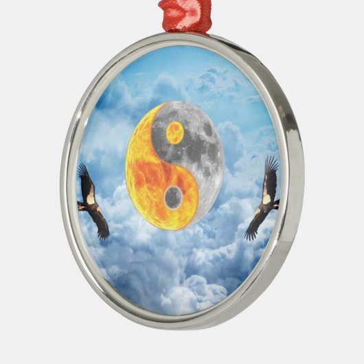 Condor-Liebe Silbernes Ornament (Links)