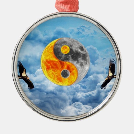 Condor-Liebe Silbernes Ornament (Vorne)